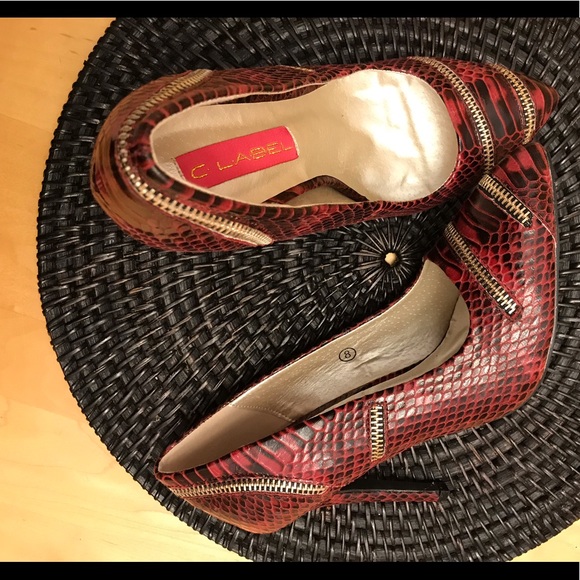 NEW C LABEL MAROON/Blk Sz8 HEELS - Picture 4 of 8